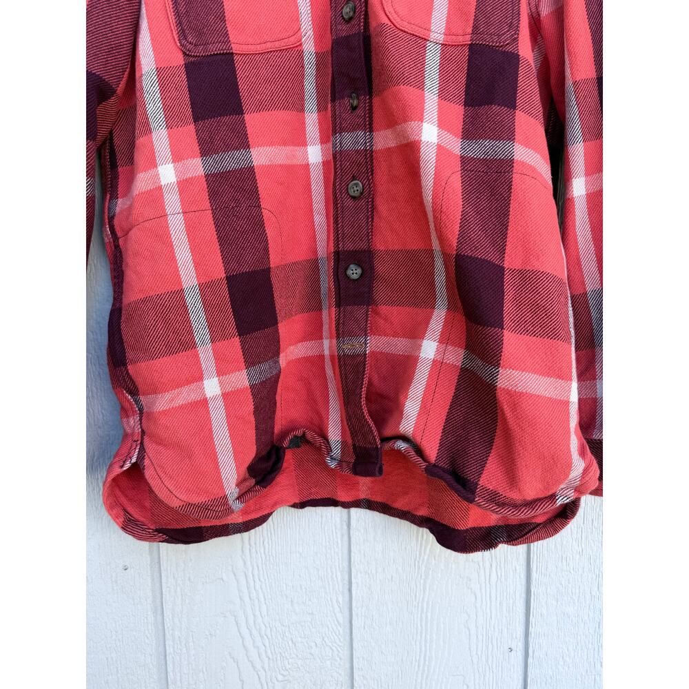 CARHARTT orange plaid heavyweight Rugged Flex 100% cotton flannel shirt jacket - Picture 6 of 8